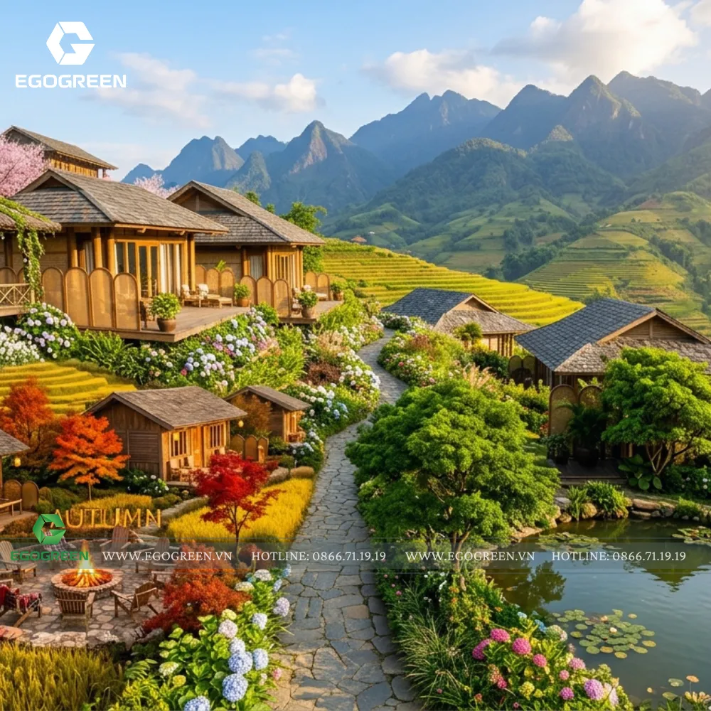 Bố trí tiểu cảnh độc bản giúp homestay tạo dấu ấn khác biệt trên mạng xã hội.
